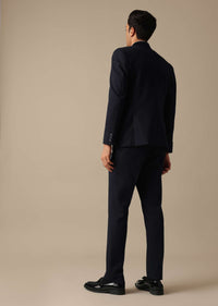 Blue Blazer And Pant Set Tuxedo With Criss Cross Detail