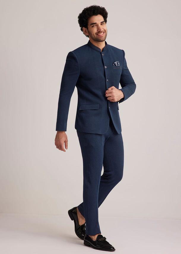 Blue Classic Bandhgala Suit