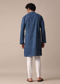 Blue Cotton Jaipur Print Kurta Set