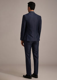 Blue Cutdana Embellished Tuxedo Set