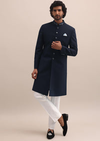 Blue Cutdana Embroidered Sherwani For Men