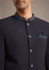 Blue Cutdana Work Jodhpuri And Pant Set With Pocket Square