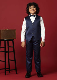 Blue Cutwork Tuxedo Set For Young Gentlemen