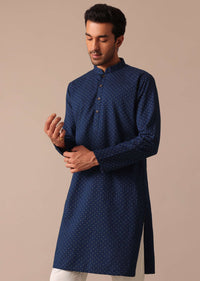 Blue Denim Foil Printed Kurta Set