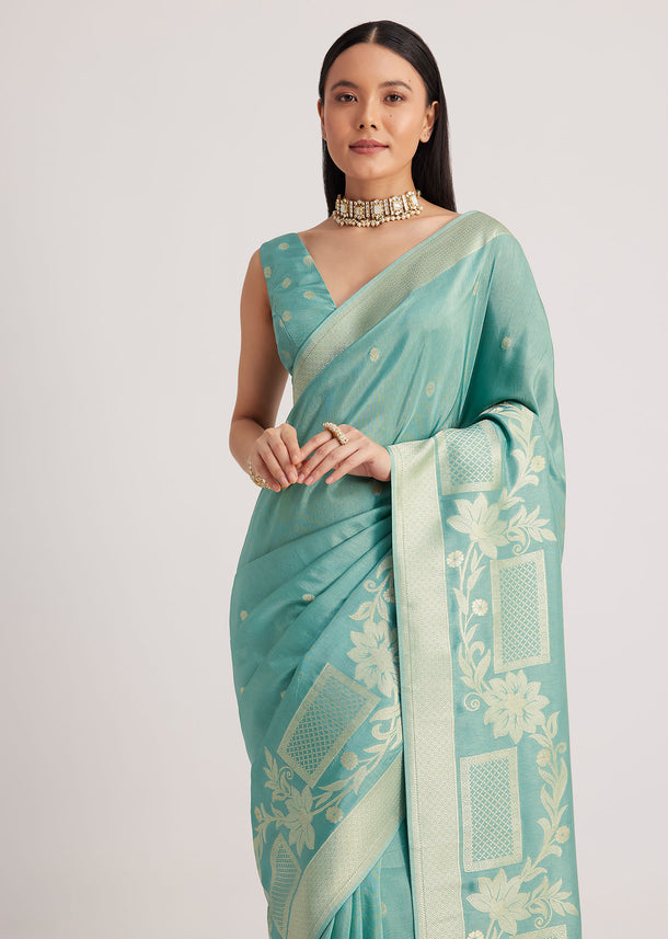 Blue Dola Silk Zari Woven Saree