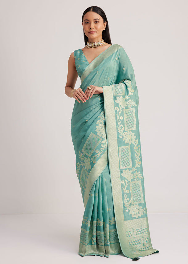 Blue Dola Silk Zari Woven Saree