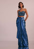 Blue Drape Skirt And Blouse Set In Shimmer With Hand Work