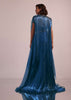 Blue Drape Skirt And Blouse Set In Shimmer With Hand Work