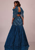 Blue Embroidered Bridal Lehenga And Blouse Set In Crushed Shimmer