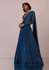 Blue Embroidered Bridesmaid Drape Saree And Blouse Set In Crushed Shimmer