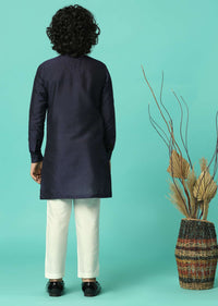 Blue Festive Embroidered Kurta Set For Boys