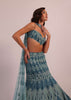 Blue Fish Cut Bridal Lehenga Set In Net With Hand Embroidery