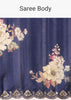 Blue Floral Print Tussar Silk Saree With Unstitched Blouse Piece