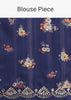 Blue Floral Print Tussar Silk Saree With Unstitched Blouse Piece