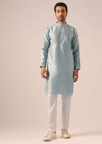 Blue Fusion Jacket Kurta Set with Cutwork