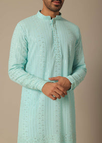 Blue Georgette Kurta Set With Sequin Embellishments