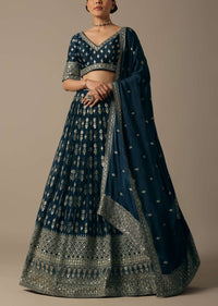 Blue Georgette Lehenga Set With Sequin Work