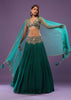 Emerald Green Embroidered Lehenga Set In Georgette