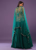 Emerald Green Embroidered Lehenga Set In Georgette