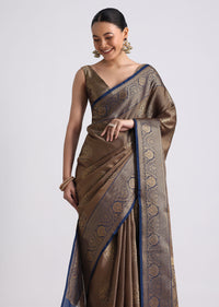 Blue Handloom Silk Saree With Woven Zari