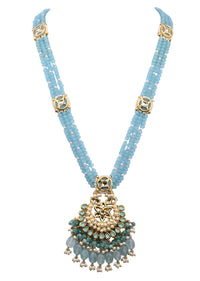 Blue Kundan Long Neclace Set With Stones