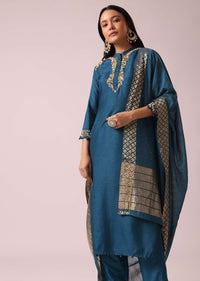 Blue Kurta Set with Banarasi Dupatta