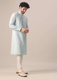 Blue Kurta Set In Art Silk With Thread And Sequin Embroidery