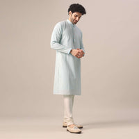 Blue Kurta Set In Art Silk With Thread And Sequin Embroidery