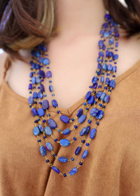 Blue Layered Polki Necklace