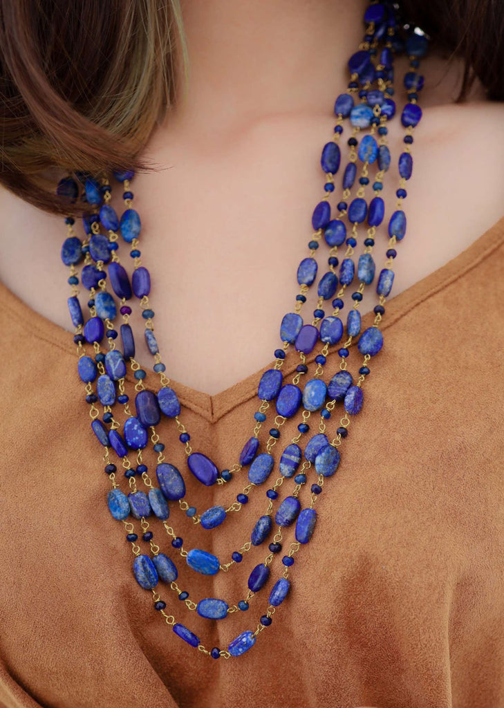 Blue Layered Polki Necklace