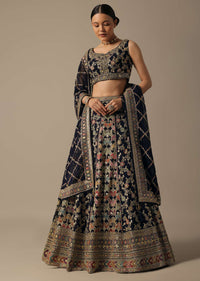 Blue Lehenga Set With Cutdana Work