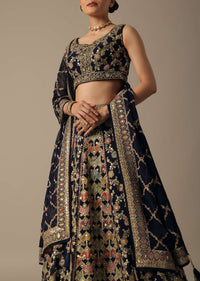 Blue Lehenga Set With Cutdana Work