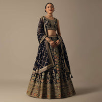 Blue Lehenga Set With Cutdana Work