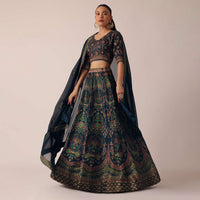 Blue Lehenga Set With Printed Motifs