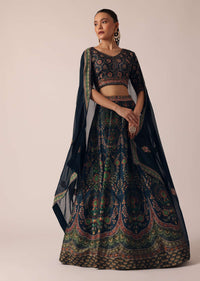 Blue Lehenga Set With Printed Motifs