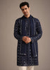 Blue Mirror Embellished Kurta Set With Dupatta