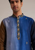 Blue Ombre Silk Kurta Set With Mirror Embellishments