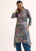 Blue Printed Crepe Kurta Dhoti