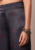 Blue Printed Festive Crop Top With Embroidered Jacket And Palazzo Set