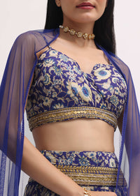 Blue Printed Lehenga Choli Set