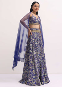 Blue Printed Lehenga Choli Set