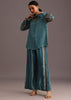 Blue Printed Shirt Palazzo Set With Embroidery