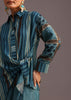 Blue Printed Shirt Salwar Set With Embroidery