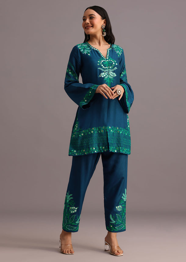 Blue Resham Work Co-ord Set
