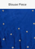 Blue Satin Saree With Stone Embellished Border And Unstitched Blouse Piece