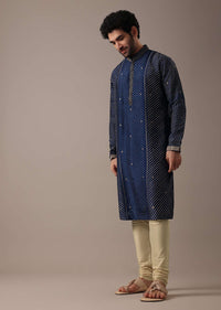 Blue Silk Lehariya Print Kurta Set