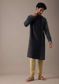 Black Silk Lehariya Print Kurta Set