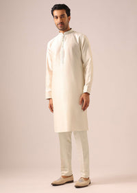 Blue Thread Embroidered Jacket And Kurta Set