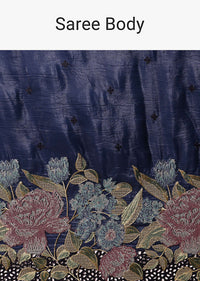Blue Tissue Silk Saree With Resham Thread Work