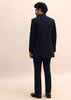 Blue Jacquard 3 Pc Bandhgala Jodhpuri Suit